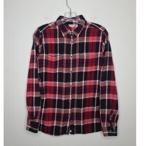 Woolrich red black plaid 100% cotton long sleeve button down shirt - medium